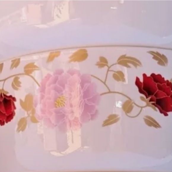 RARE! Cheng's White Jade Porcelain 3 Piece Nesting Floral Serving Bowls ๐บ - Picture 6 of 8